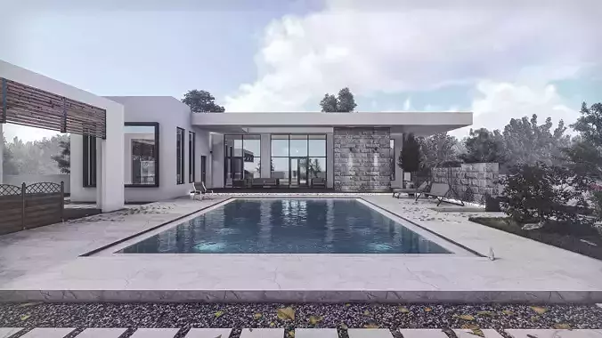  Modern villa 1 Low-poly 3D model