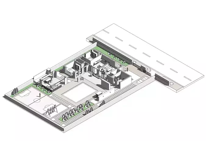 Modern villa 1 Low-poly 3D model 5