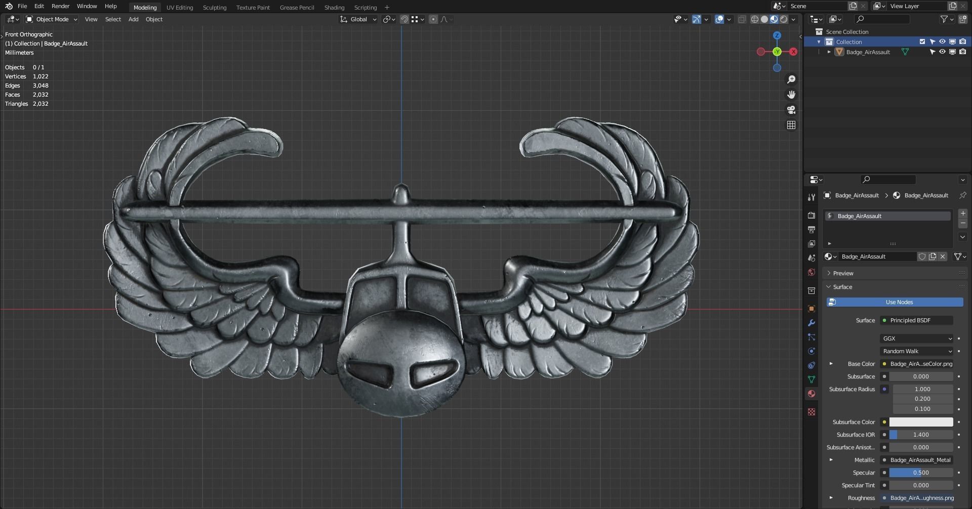 Air Assault Badge Low-poly 3D model_5