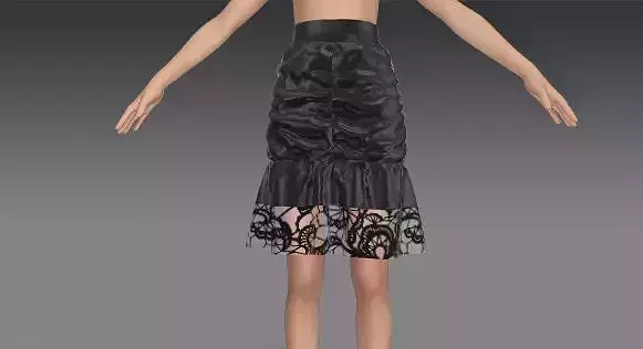 SKIRT  LEATHER BLACK COLOR DRAPED