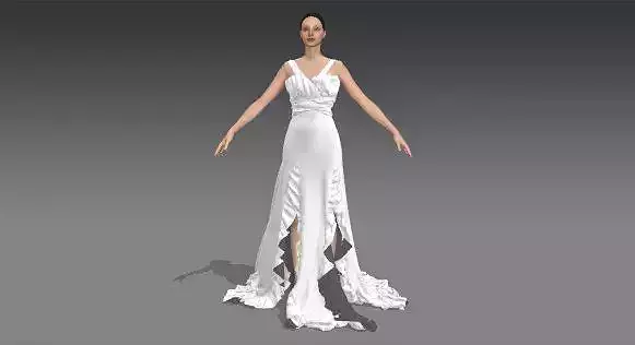 DRESS V NECKLINE  RUFFLED COLLAR AND SKIRT