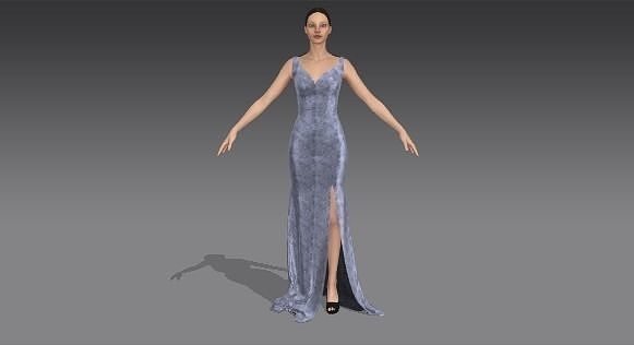 WATERWAY COLLAR  LONG FABRIC PURPLE 3D model