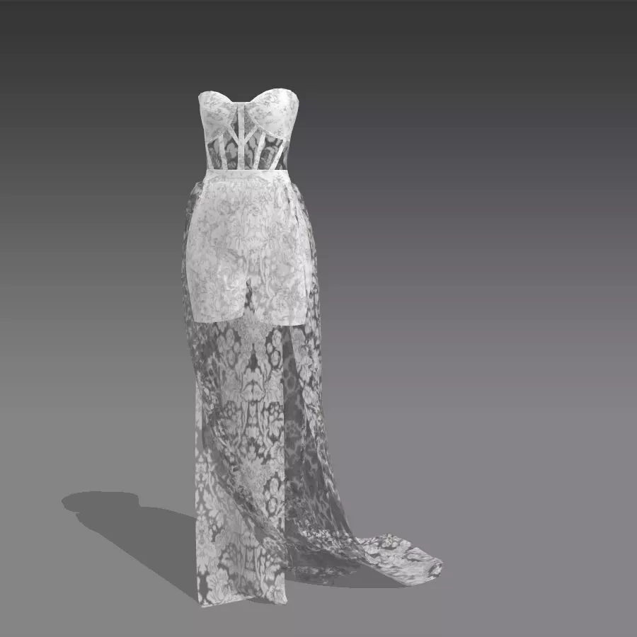 DRESS LACE DETAIL CORSET DRES 3D model
