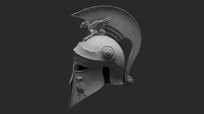 ancient greek corinthian helmet sculpture 3D print model