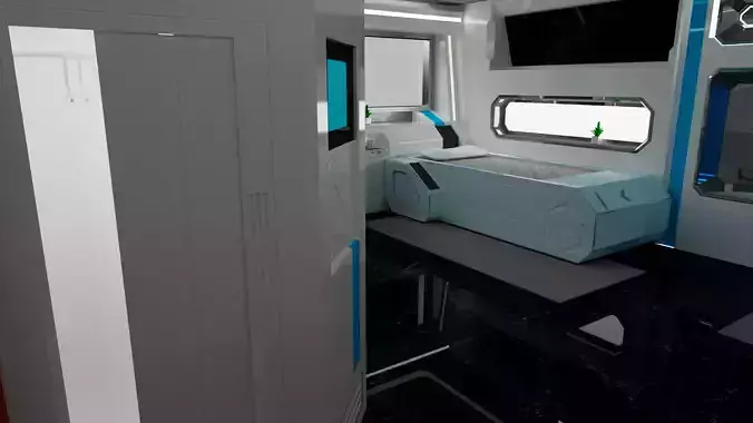 Modular SCI-FI Interior Serie B Bed-Room Model 2 Low-poly 3D model Modular SCI-FI Interior Serie B Bed-Room Model 2 Low-poly 3D model