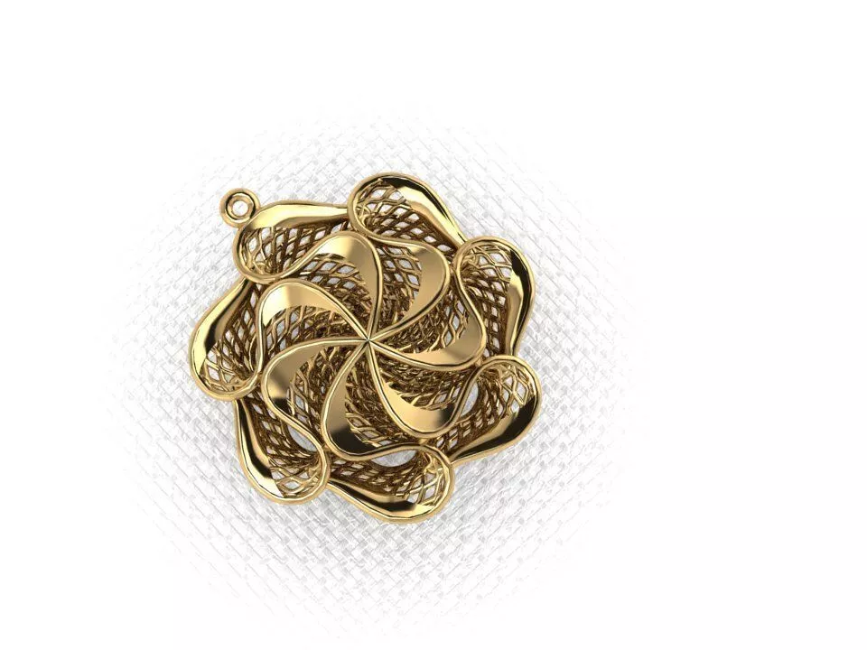 pendant18 intricate gold plated flower 3D print model