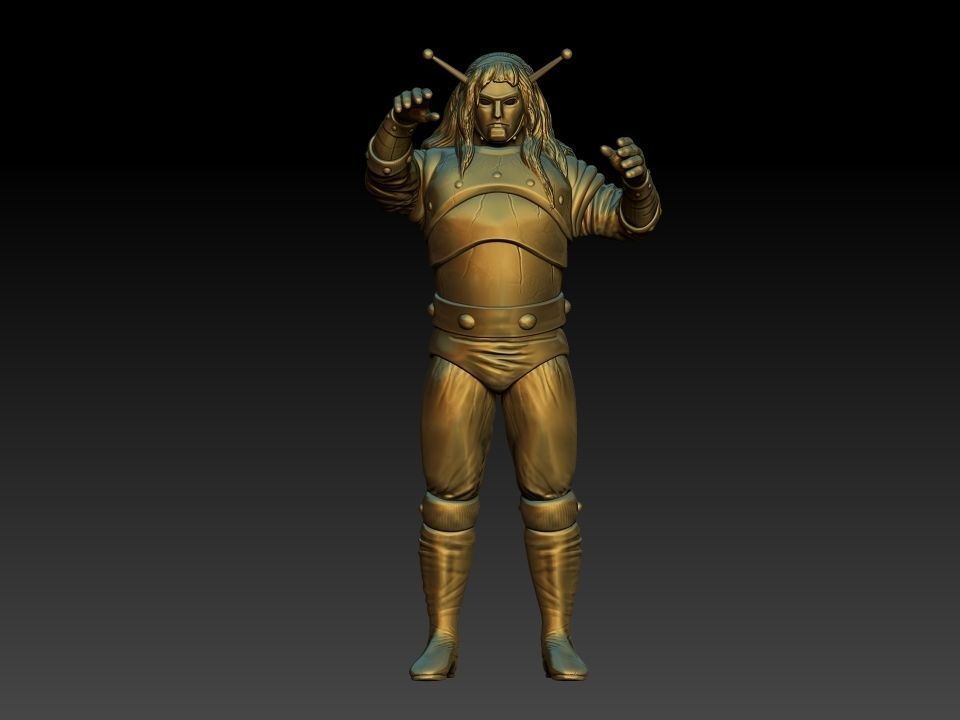 goldar gold statue of man holding sword 3D print model_1