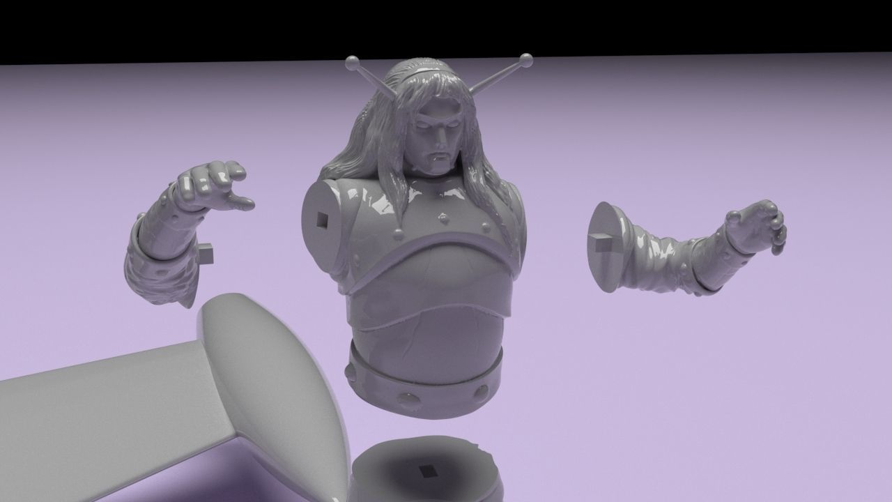 goldar gold statue of man holding sword 3D print model_8