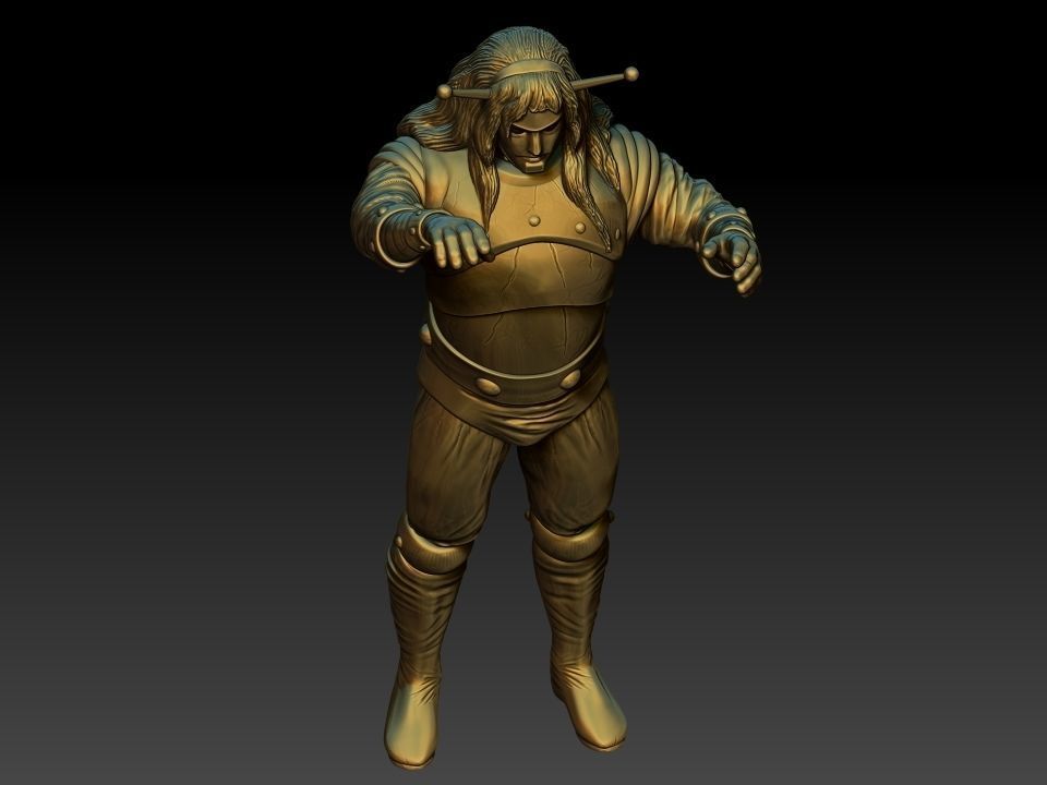 goldar gold statue of man holding sword 3D print model_6