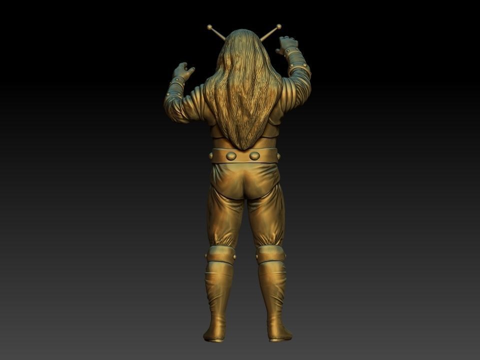 goldar gold statue of man holding sword 3D print model_2
