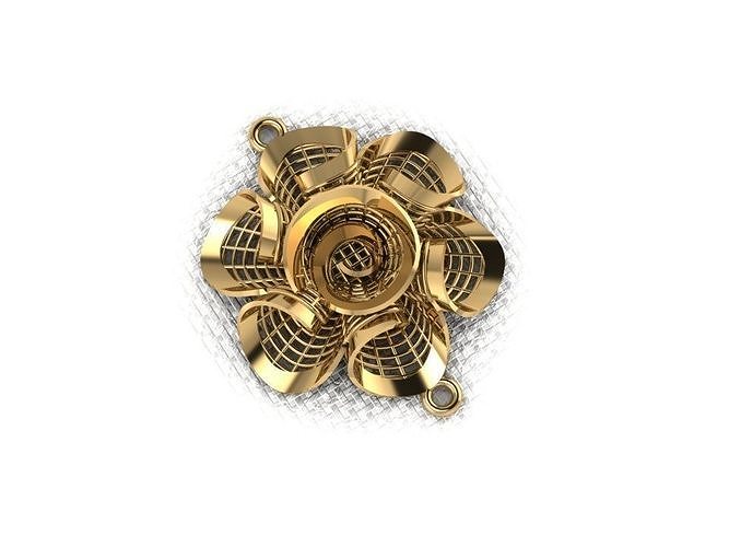 pendant16 gold plated flower charm 3D print model
