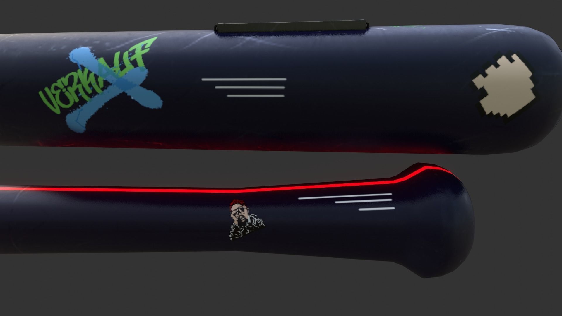 Sci-fi  Punk Bat melee weapon Low-poly 3D model_2