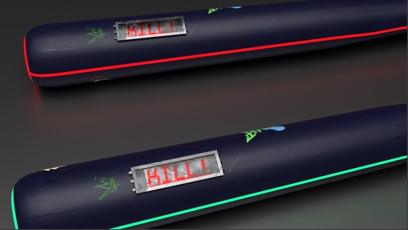 Sci-fi  Punk Bat melee weapon Low-poly 3D model_4