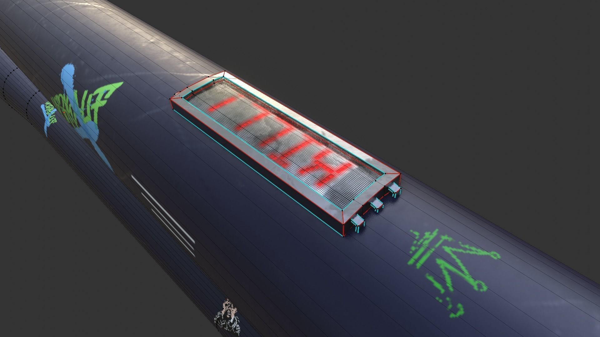 Sci-fi  Punk Bat melee weapon Low-poly 3D model_10