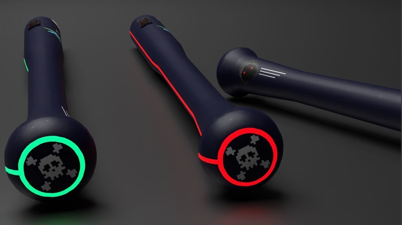 Sci-fi  Punk Bat melee weapon Low-poly 3D model_5