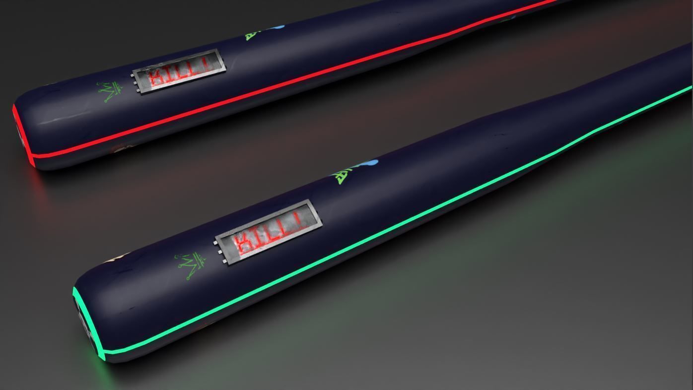 Sci-fi  Punk Bat melee weapon Low-poly 3D model_3