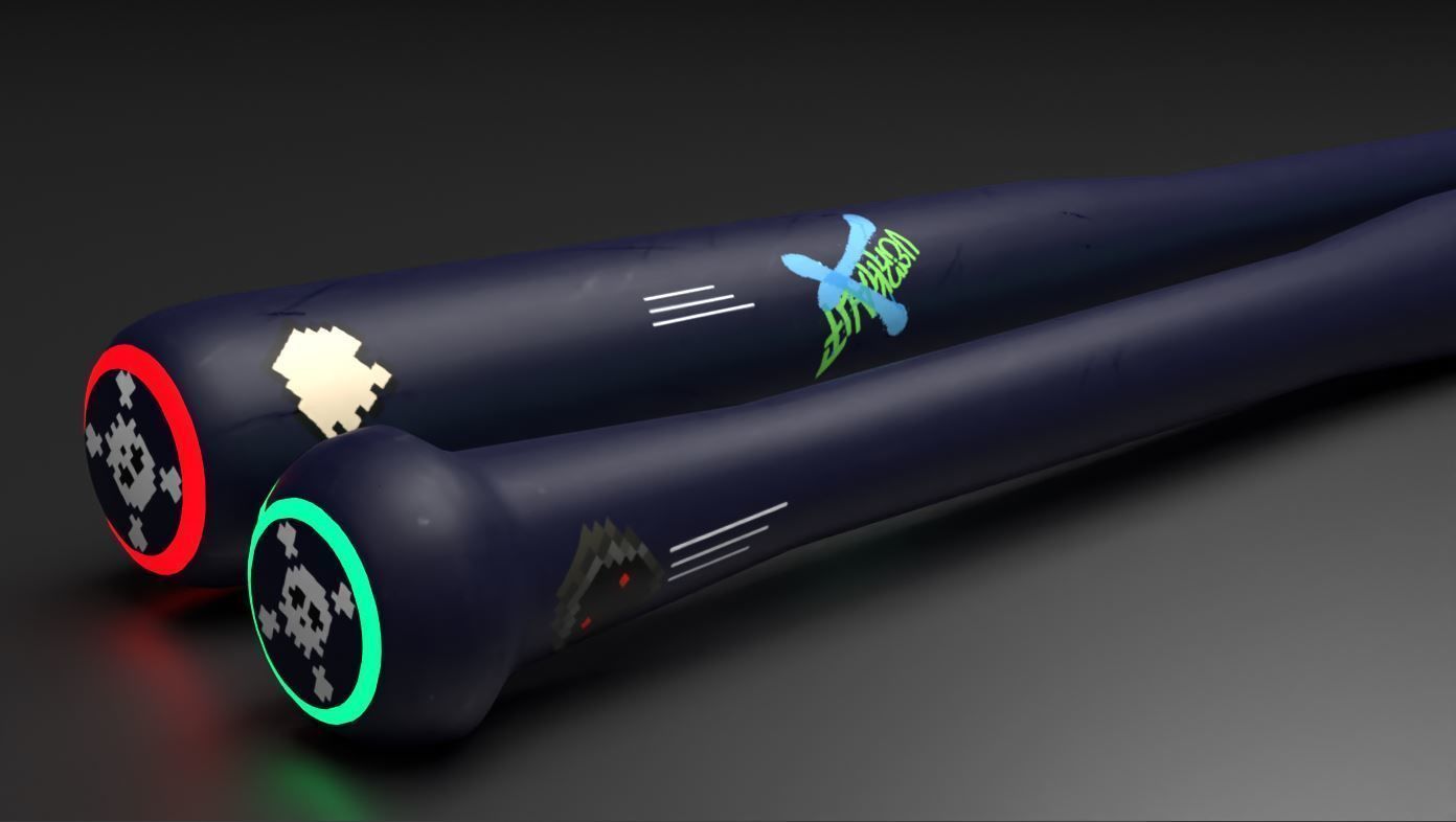 Sci-fi  Punk Bat melee weapon Low-poly 3D model_8