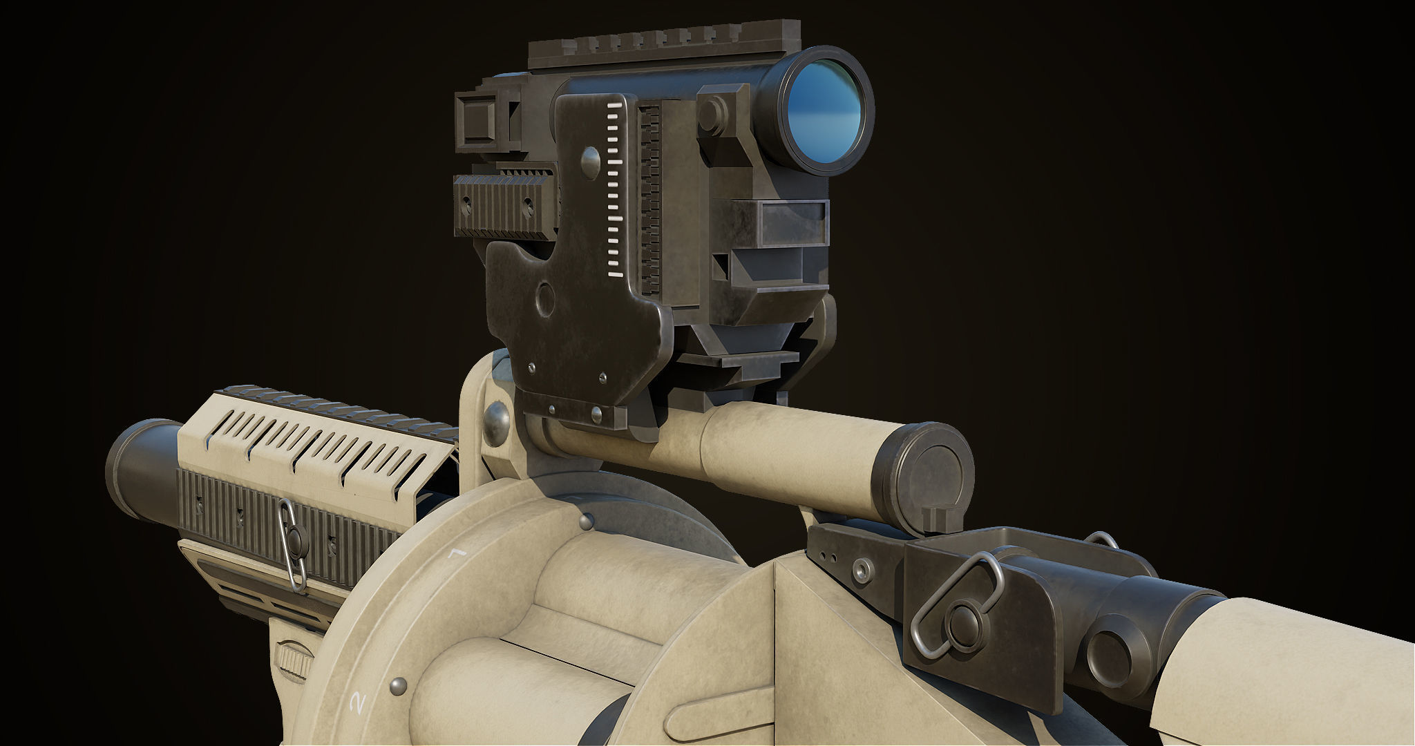 Grenade Launcher Gun All PBR Unity UE Textures Included Low-poly 3D model_17