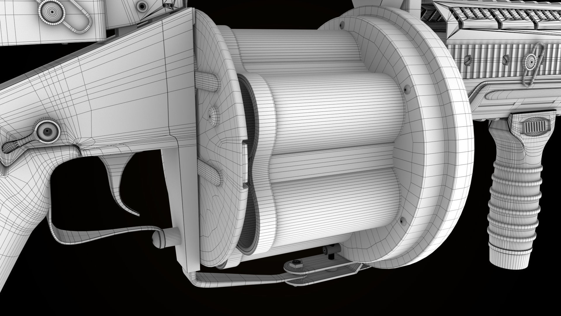 Grenade Launcher Gun All PBR Unity UE Textures Included Low-poly 3D model_35