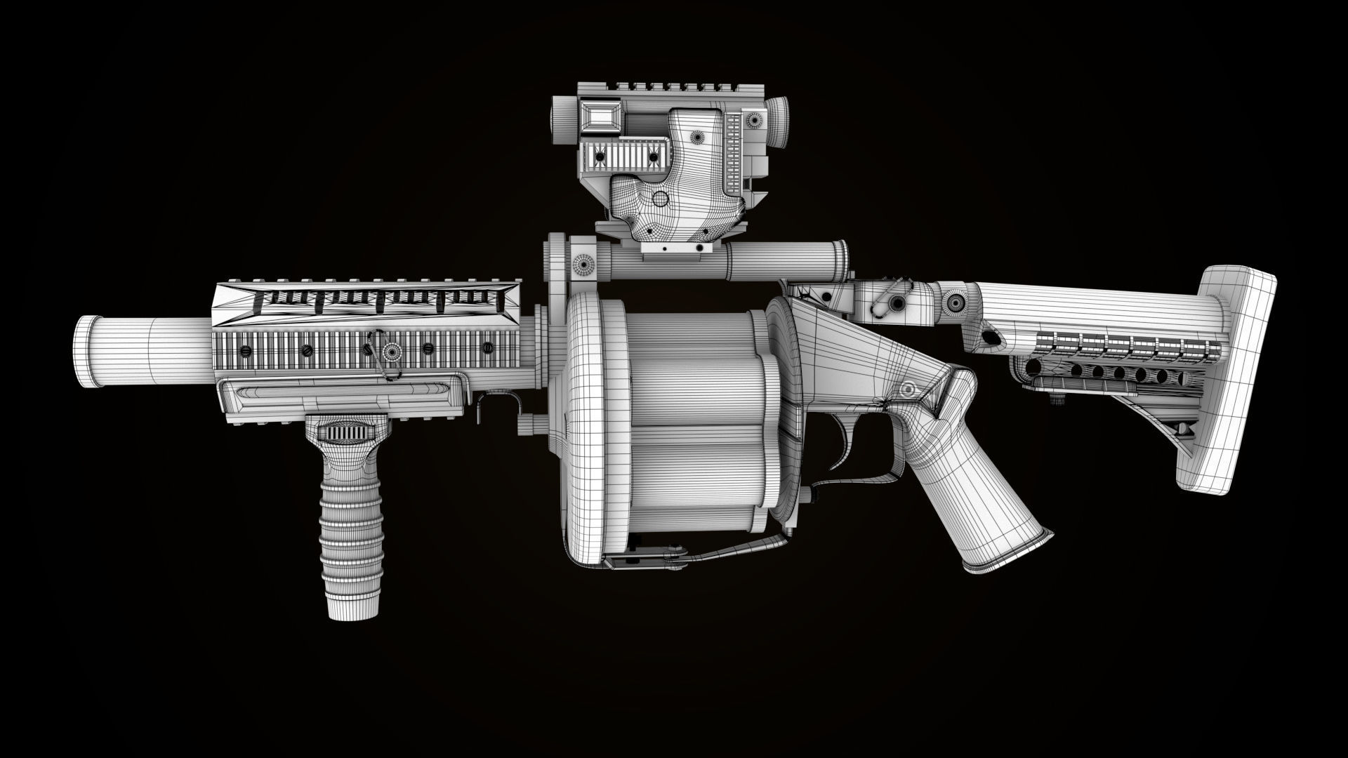 Grenade Launcher Gun All PBR Unity UE Textures Included Low-poly 3D model_27