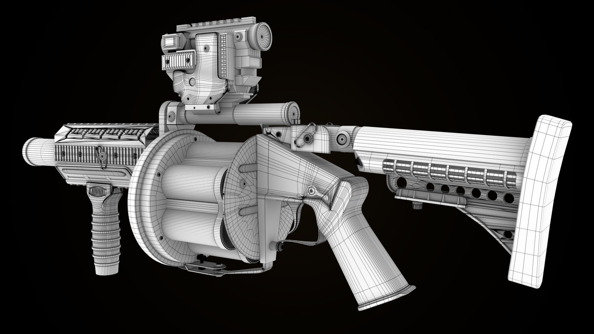 Grenade Launcher Gun All PBR Unity UE Textures Included Low-poly 3D model_31
