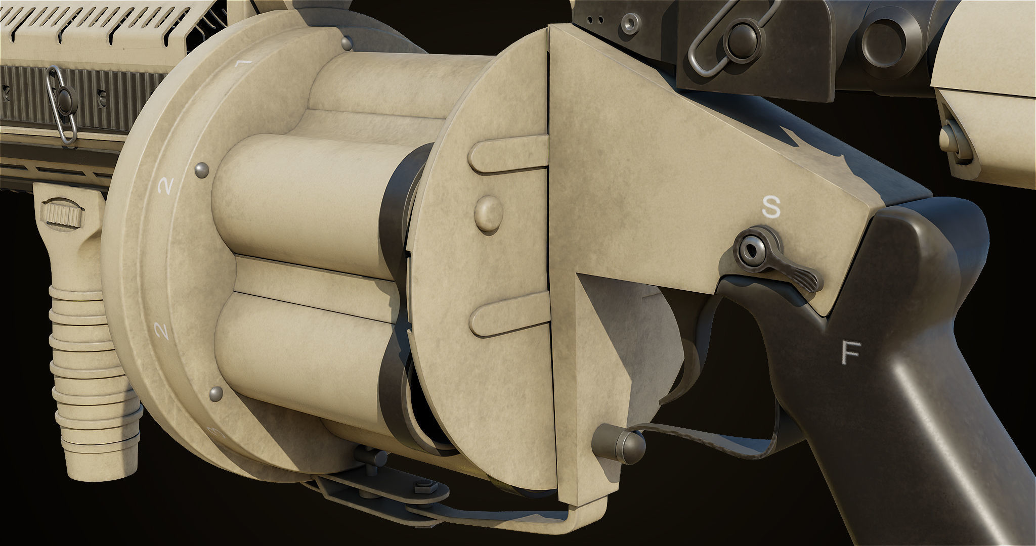 Grenade Launcher Gun All PBR Unity UE Textures Included Low-poly 3D model_14