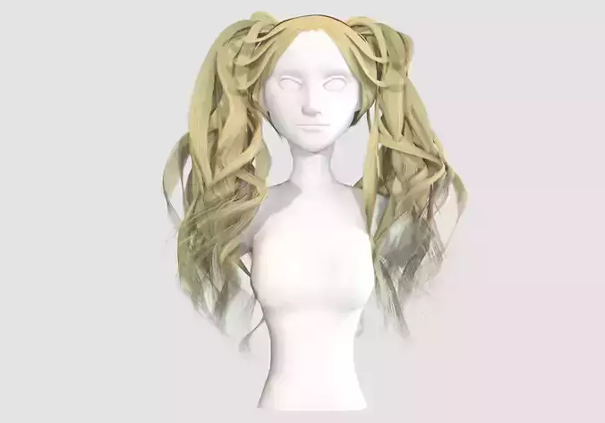 Wavy Pigtail Hairstyle  Low-poly 3D model