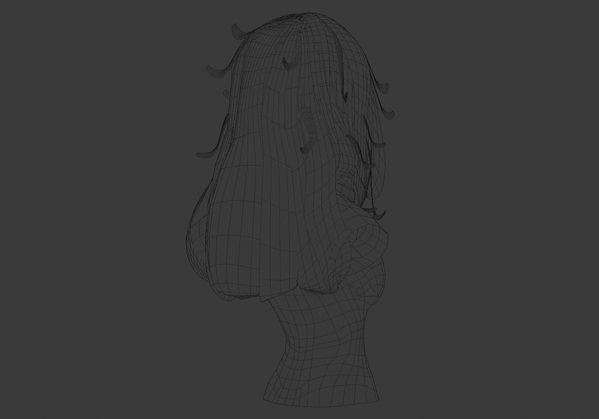 Tousled Female Hairstyle Low-poly 3D model_8