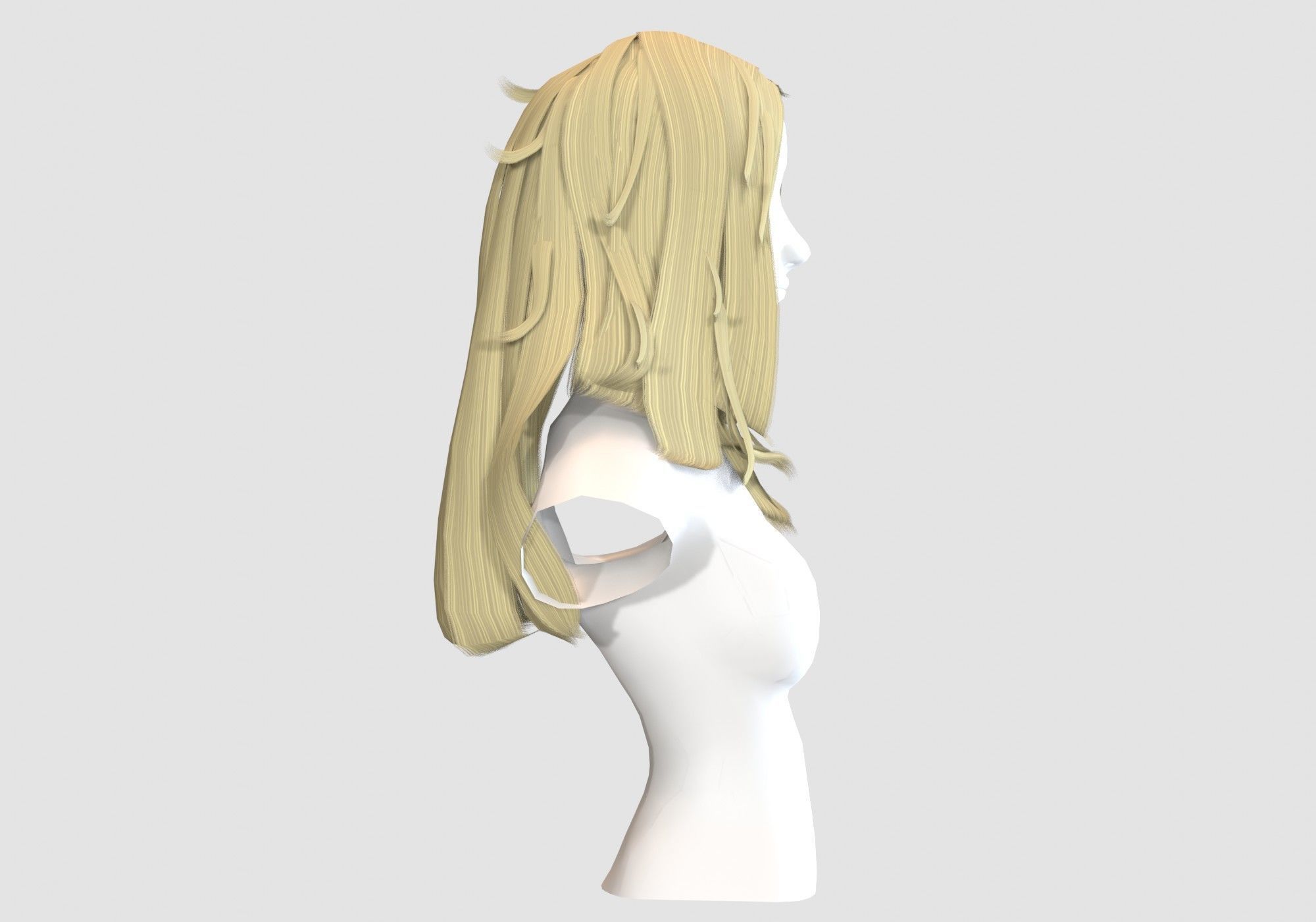 Tousled Female Hairstyle Low-poly 3D model_2