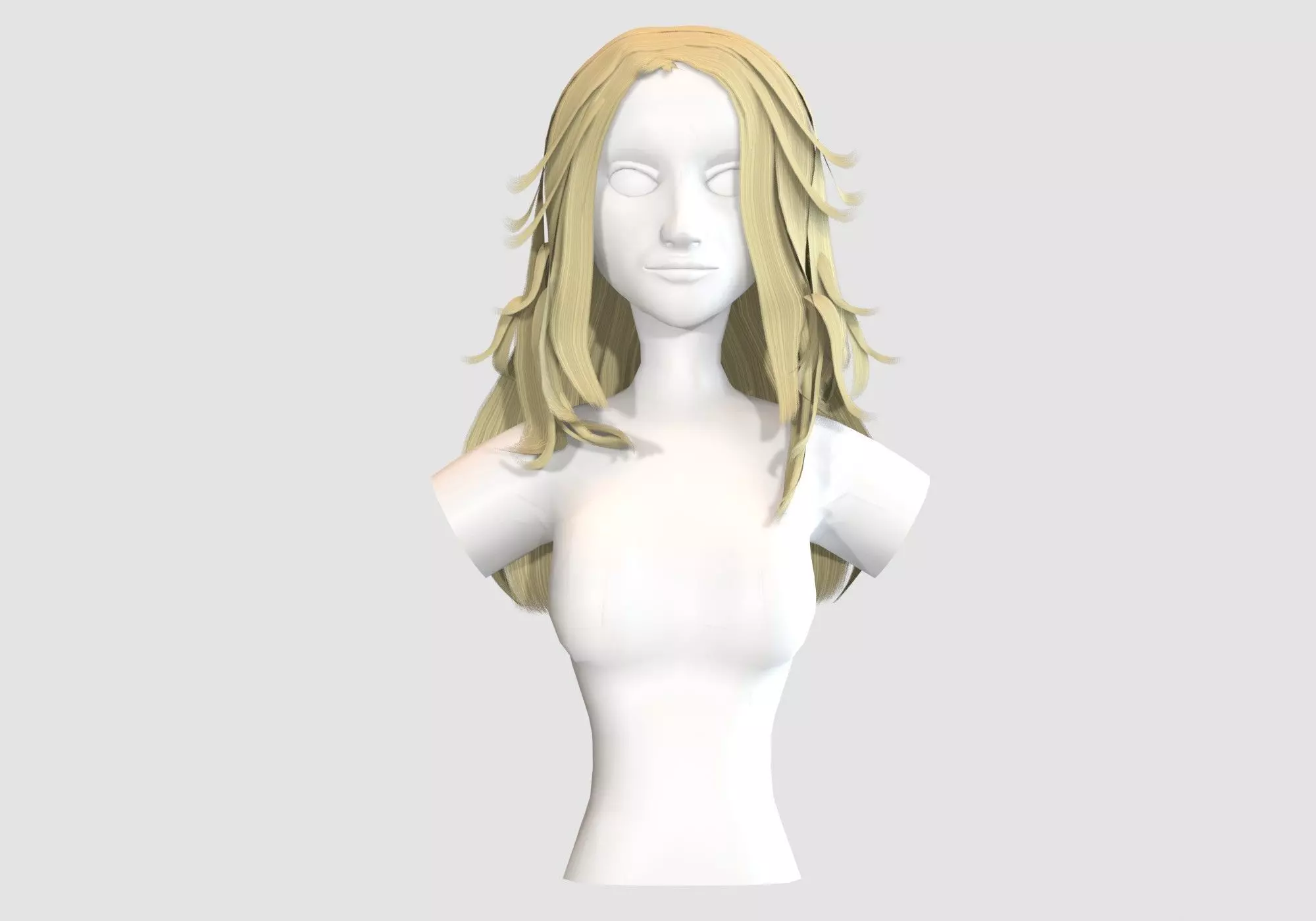 Tousled Female Hairstyle Low-poly 3D model_0
