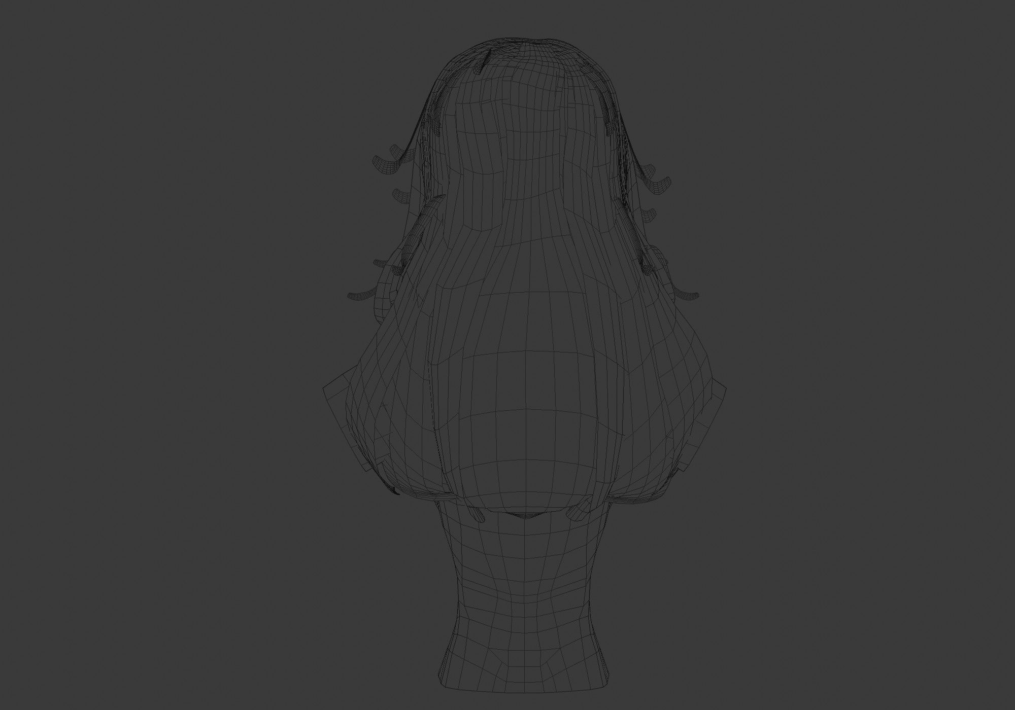 Tousled Female Hairstyle Low-poly 3D model_9