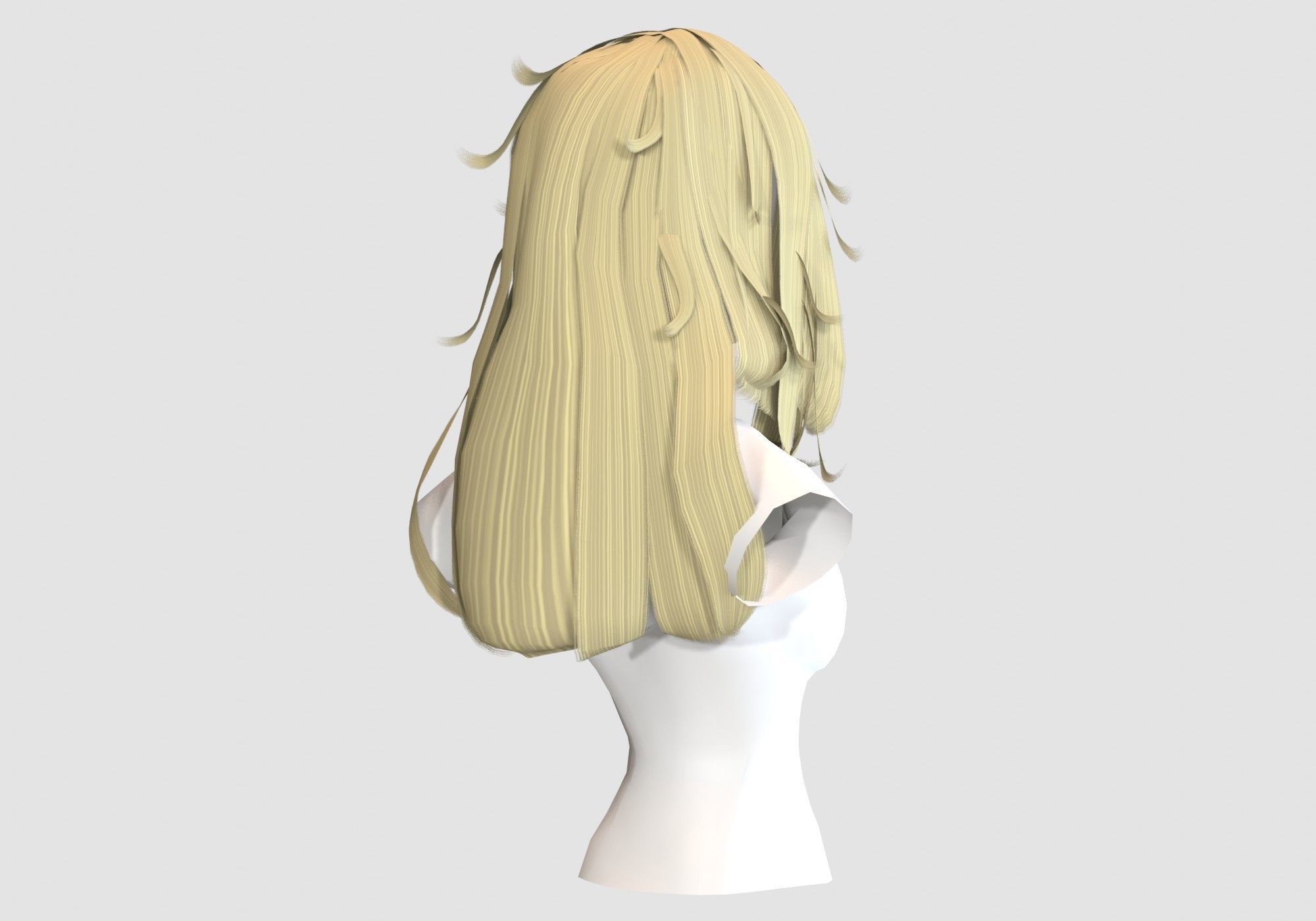 Tousled Female Hairstyle Low-poly 3D model_3