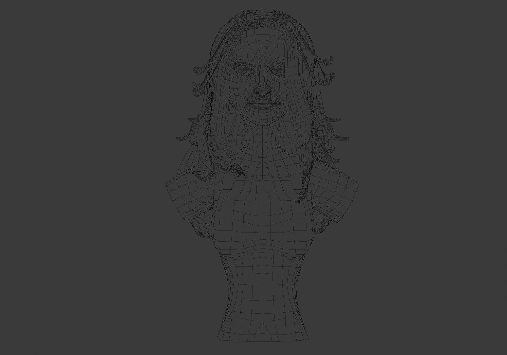 Tousled Female Hairstyle Low-poly 3D model_5