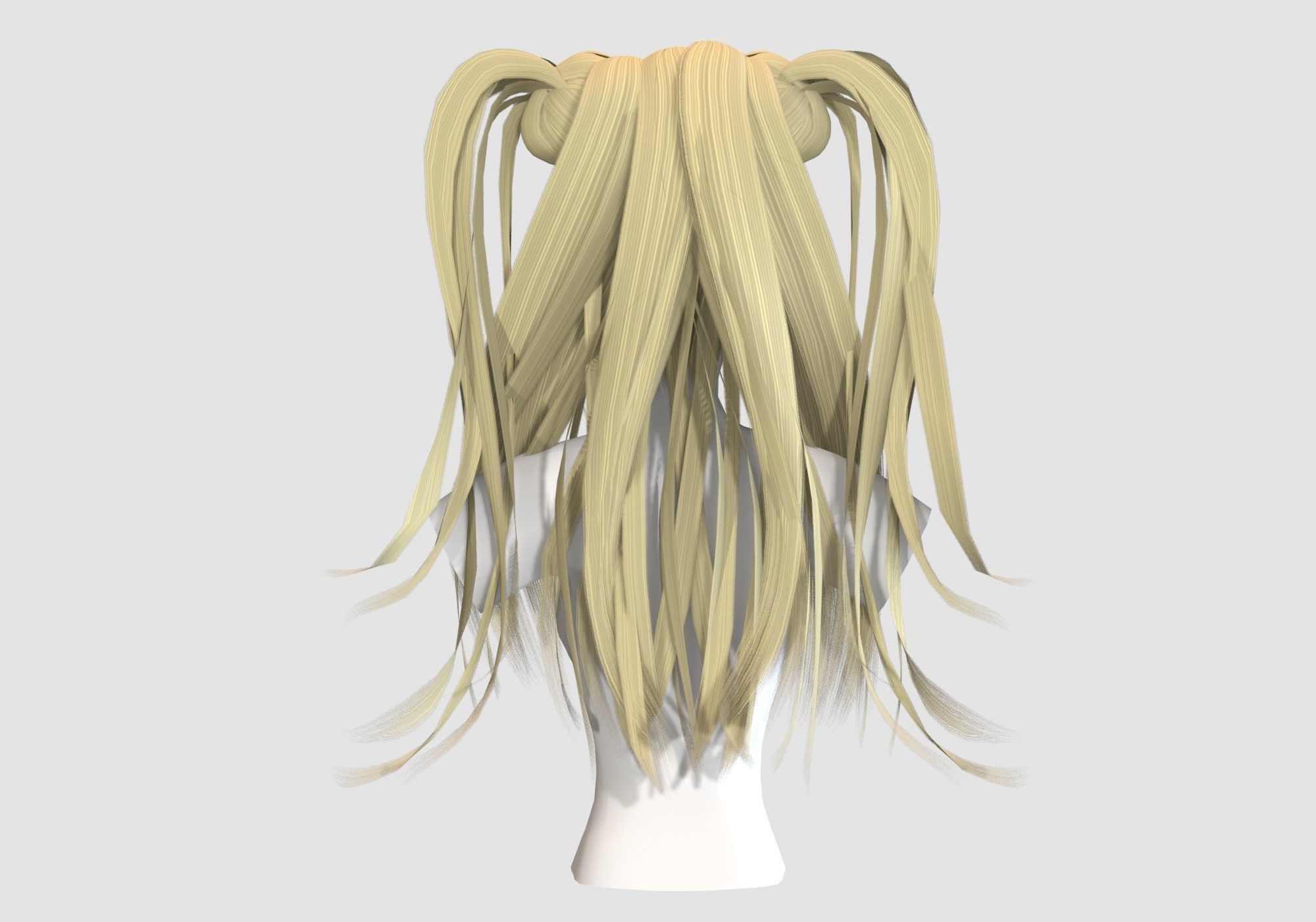 Stylized Female Hairstyle Low-poly 3D model_4