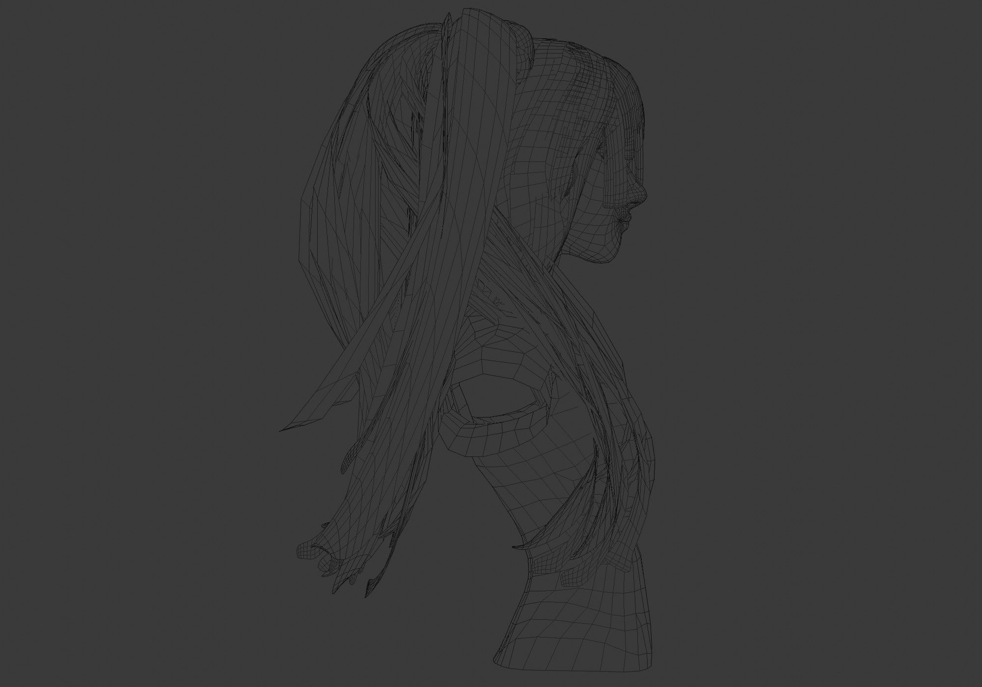 Stylized Female Hairstyle Low-poly 3D model_7