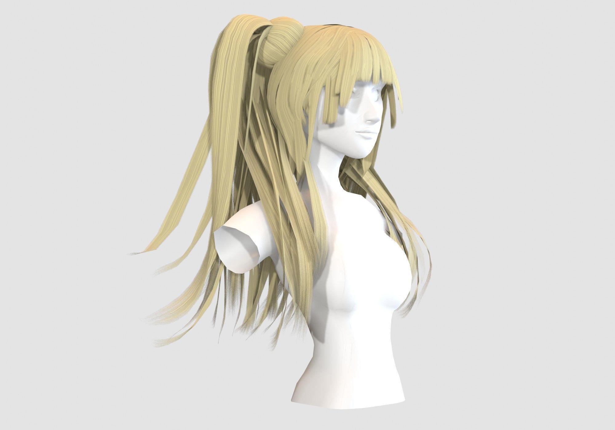 Stylized Female Hairstyle Low-poly 3D model_1