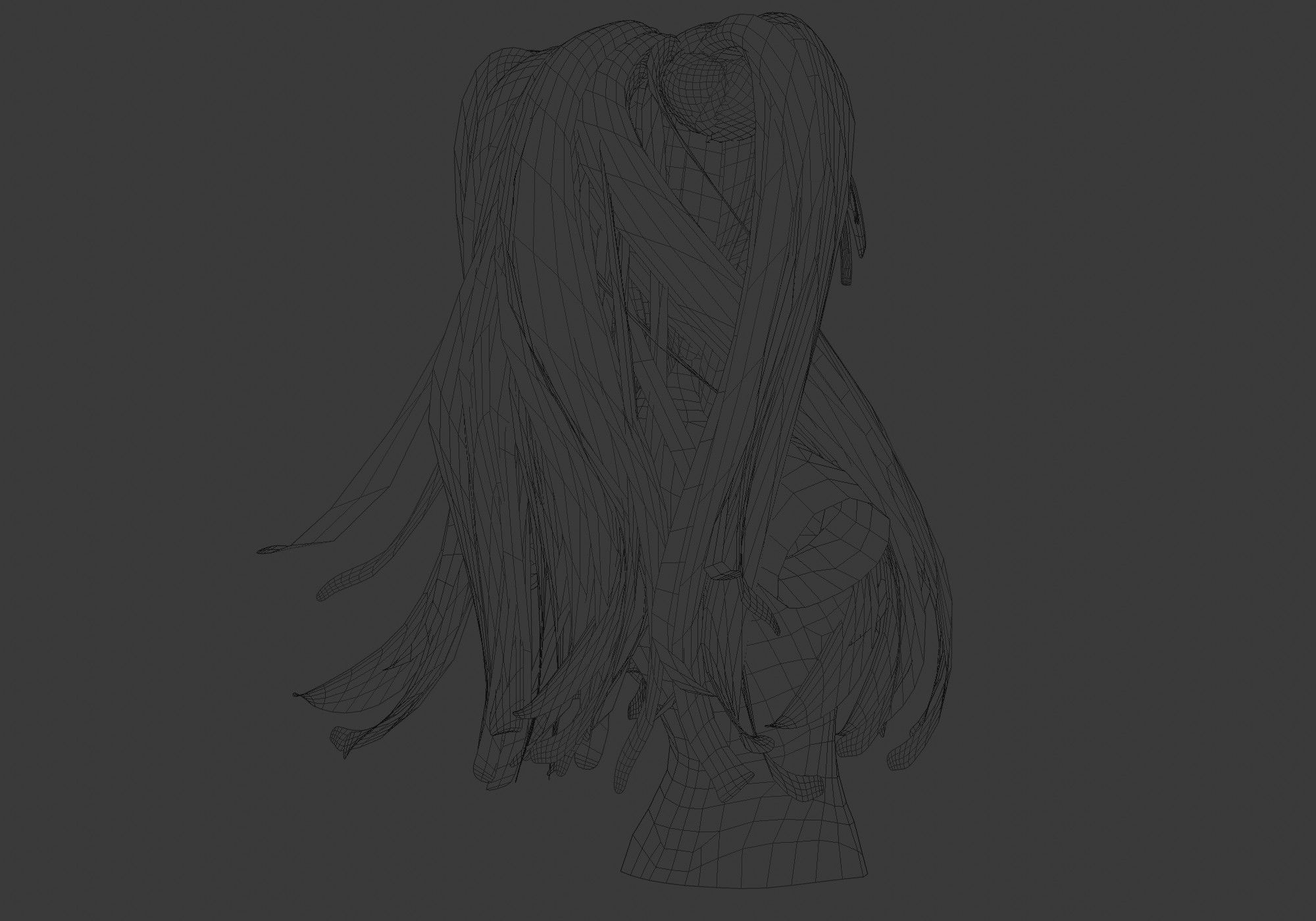 Stylized Female Hairstyle Low-poly 3D model_8