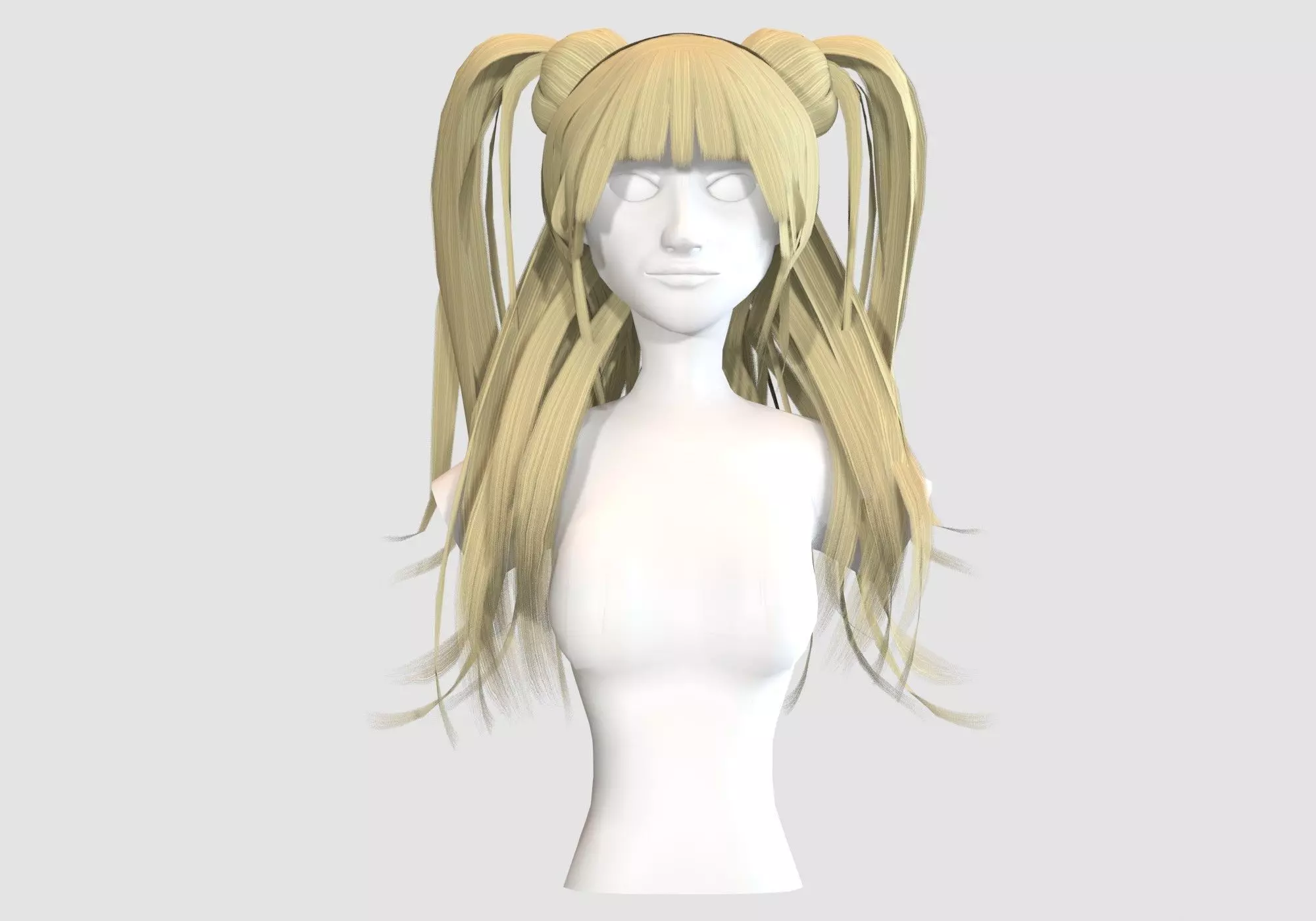Stylized Female Hairstyle Low-poly 3D model_0