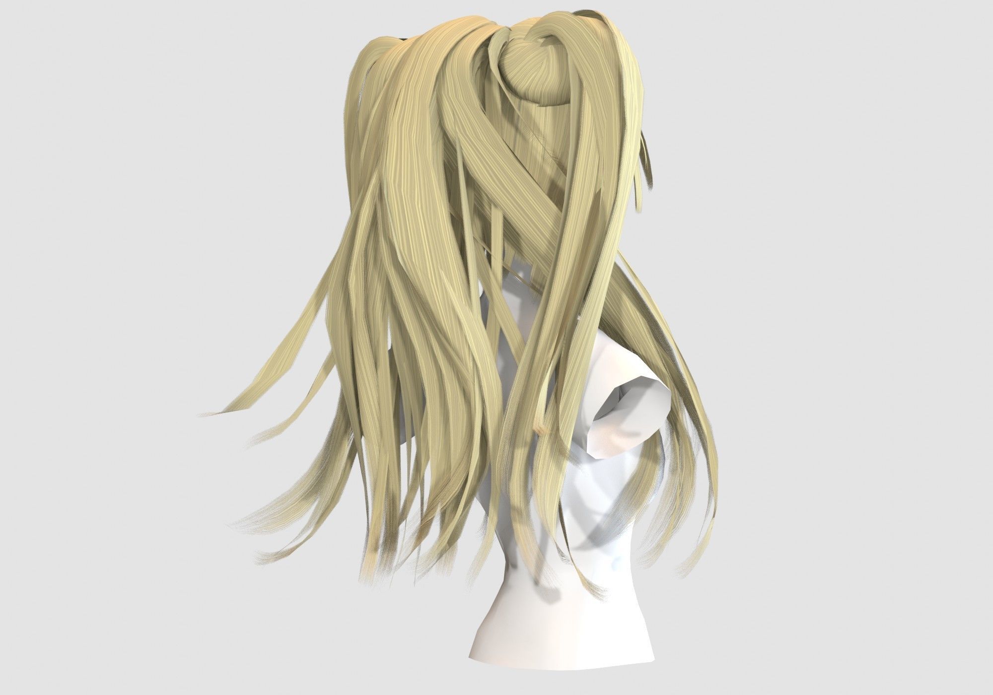 Stylized Female Hairstyle Low-poly 3D model_3