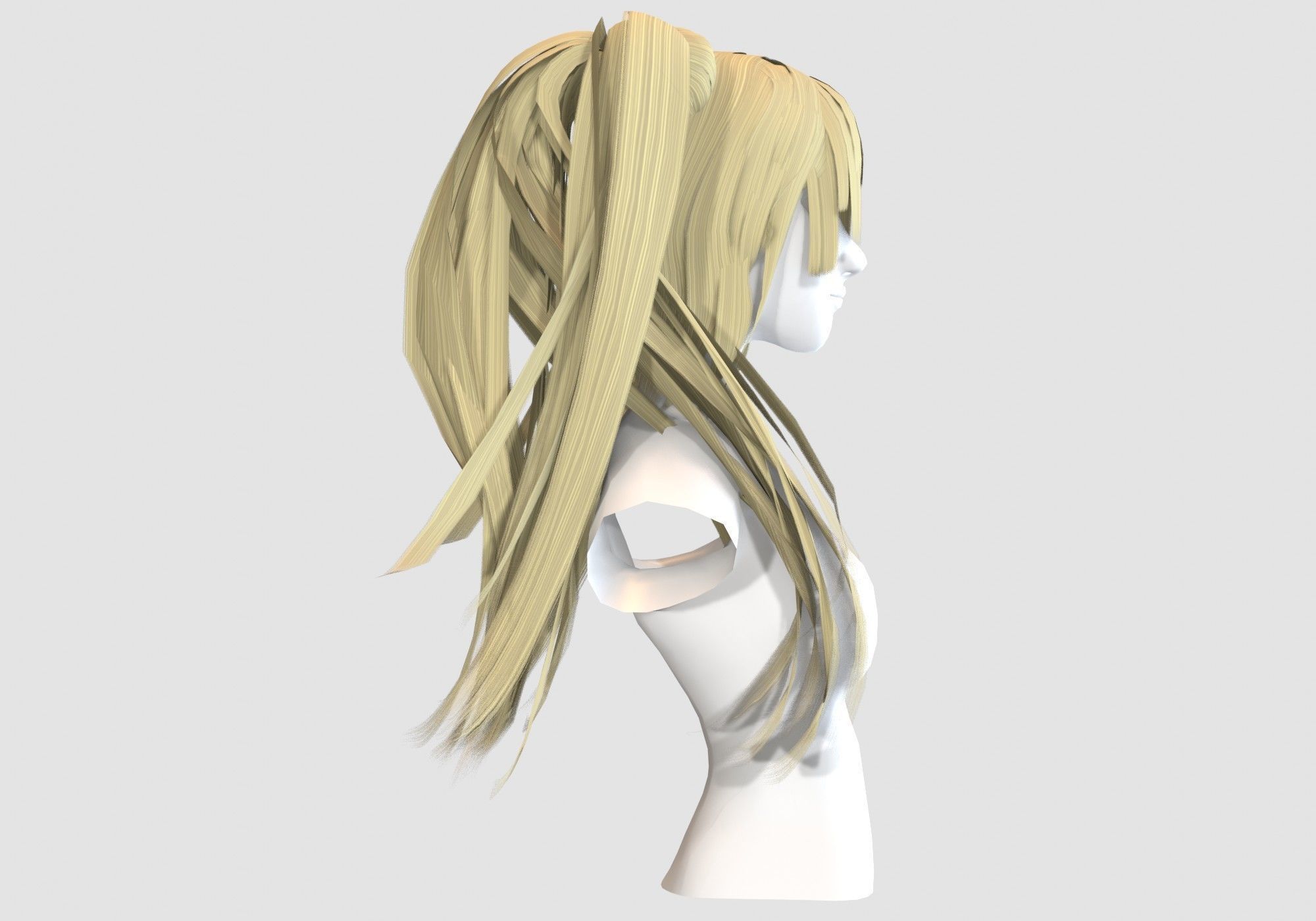 Stylized Female Hairstyle Low-poly 3D model_2