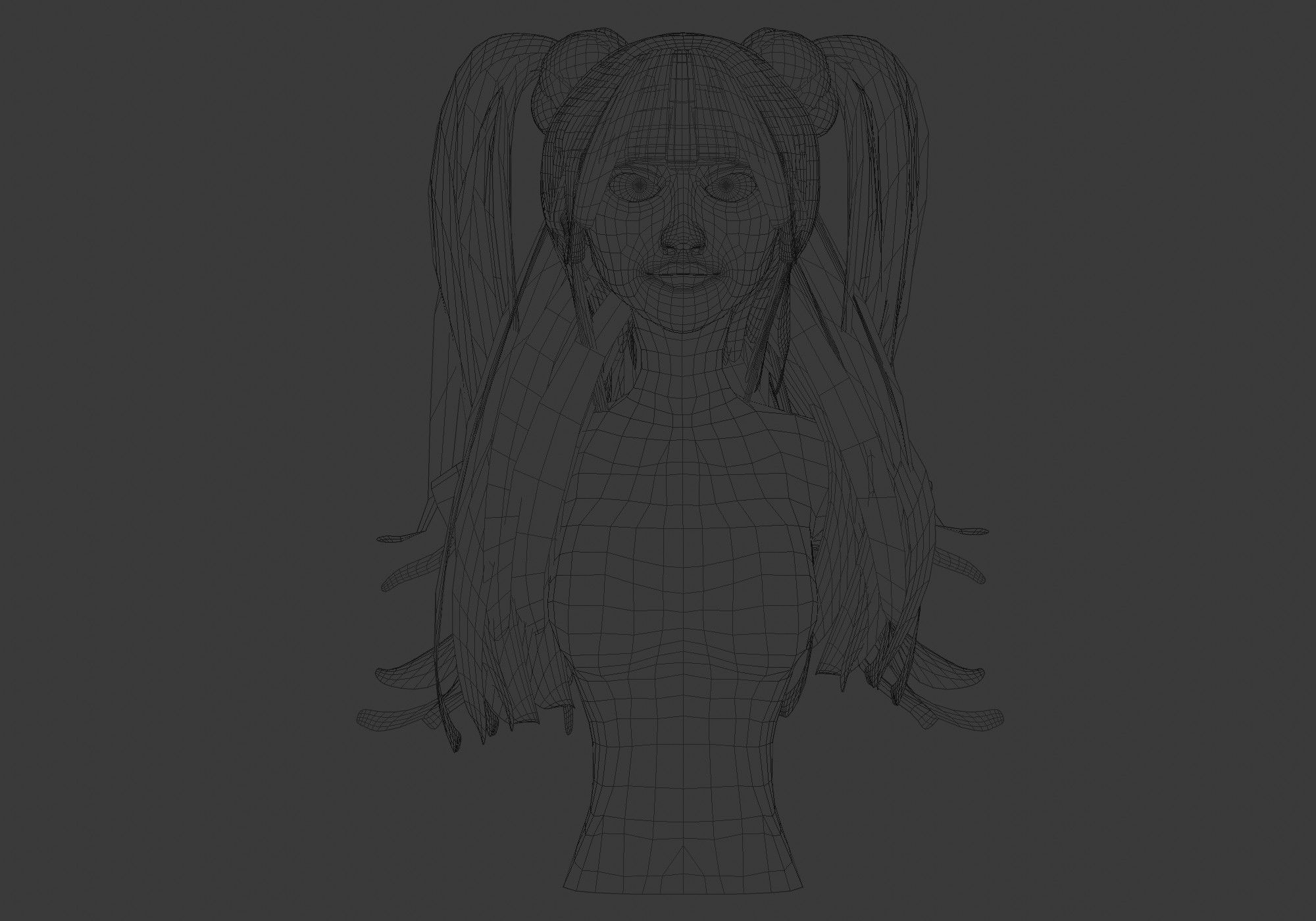 Stylized Female Hairstyle Low-poly 3D model_5