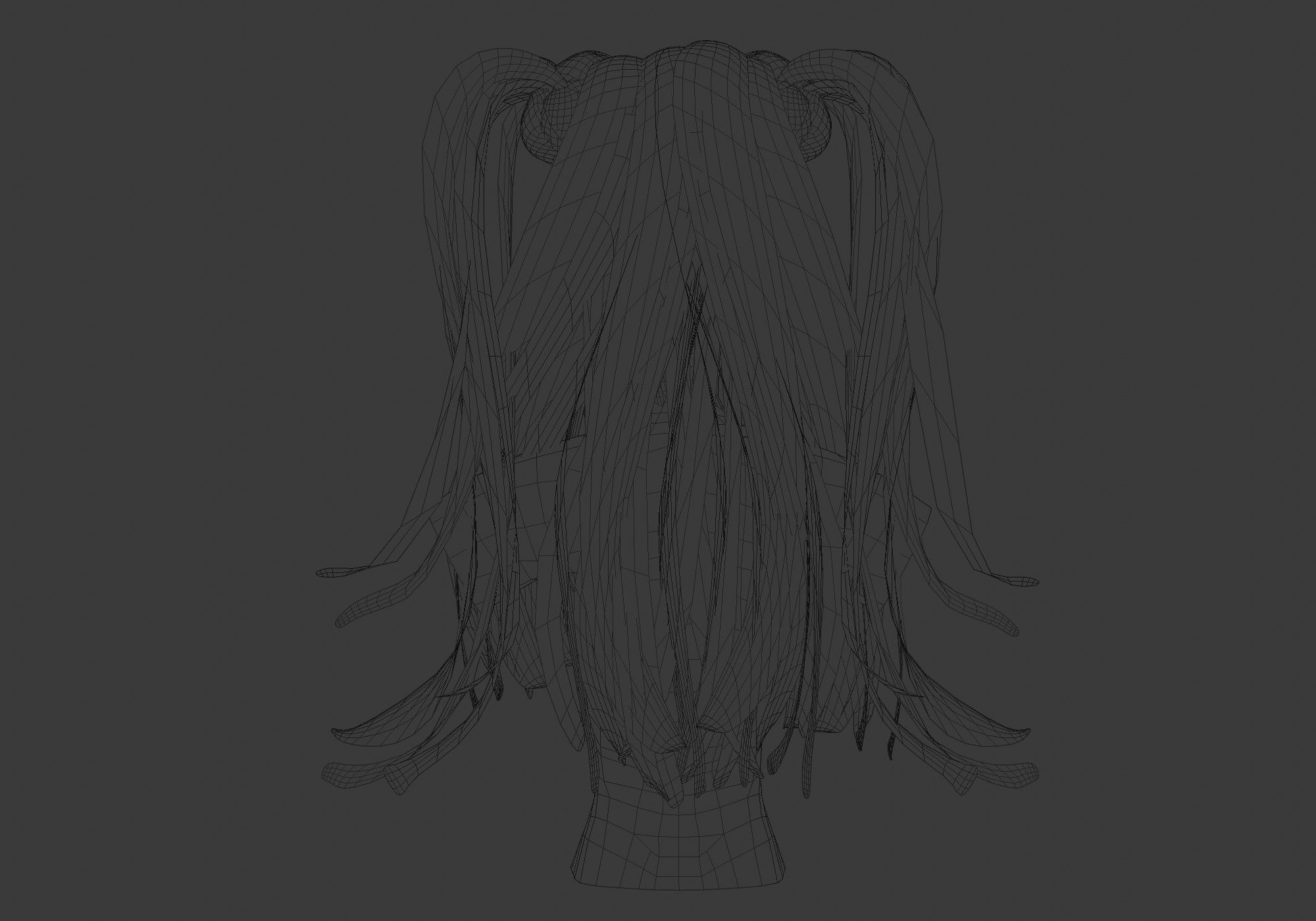 Stylized Female Hairstyle Low-poly 3D model_9