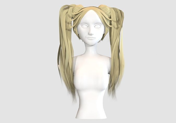 Side Pigtails Hairstyle  Low-poly 3D model