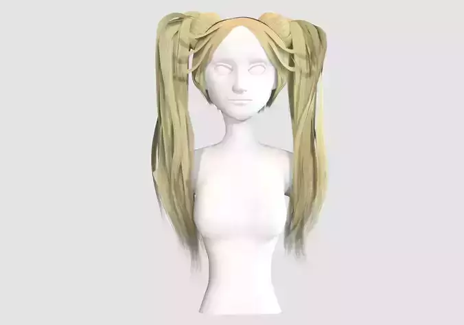 Side Pigtails Hairstyle  Low-poly 3D model