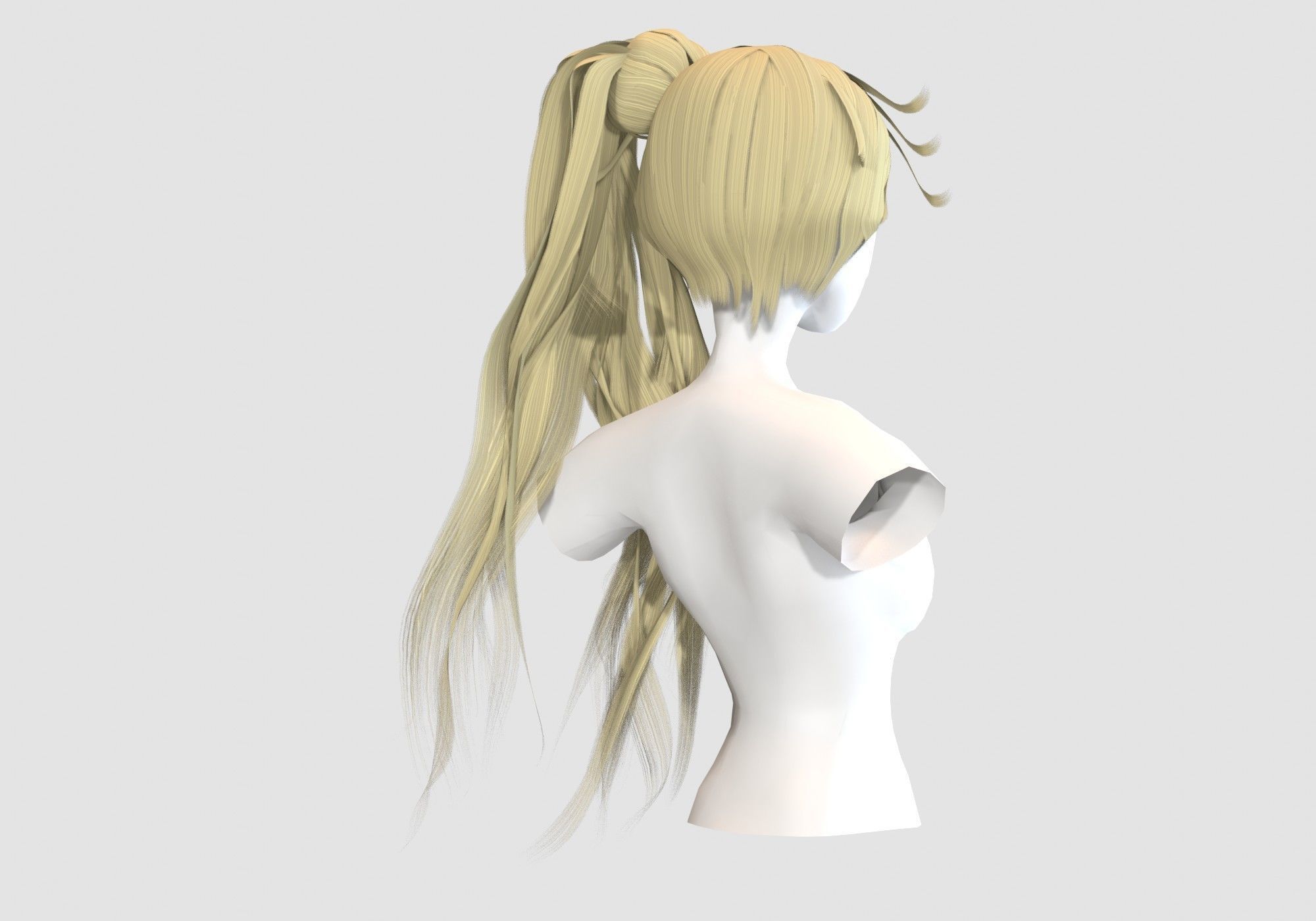 Pigtail Female Hairstyle Low-poly 3D model_3