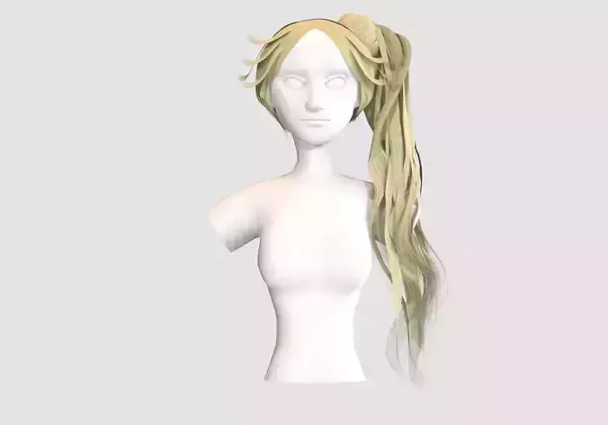 Pigtail Female Hairstyle Low-poly 3D model Pigtail Female Hairstyle Low-poly 3D model