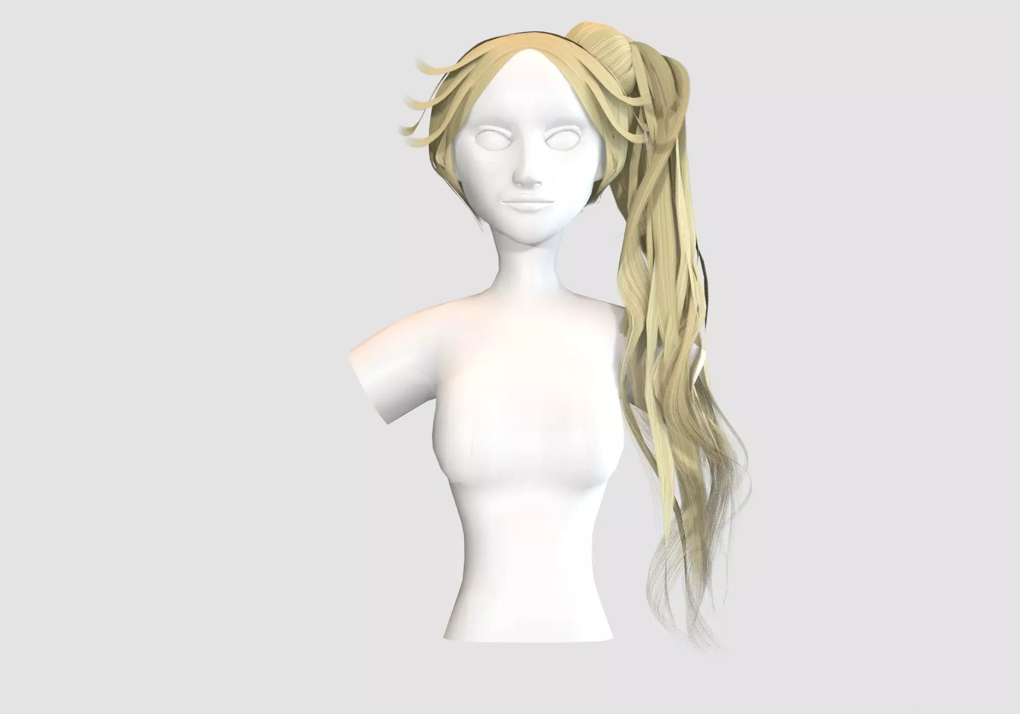 Pigtail Female Hairstyle Low-poly 3D model_0