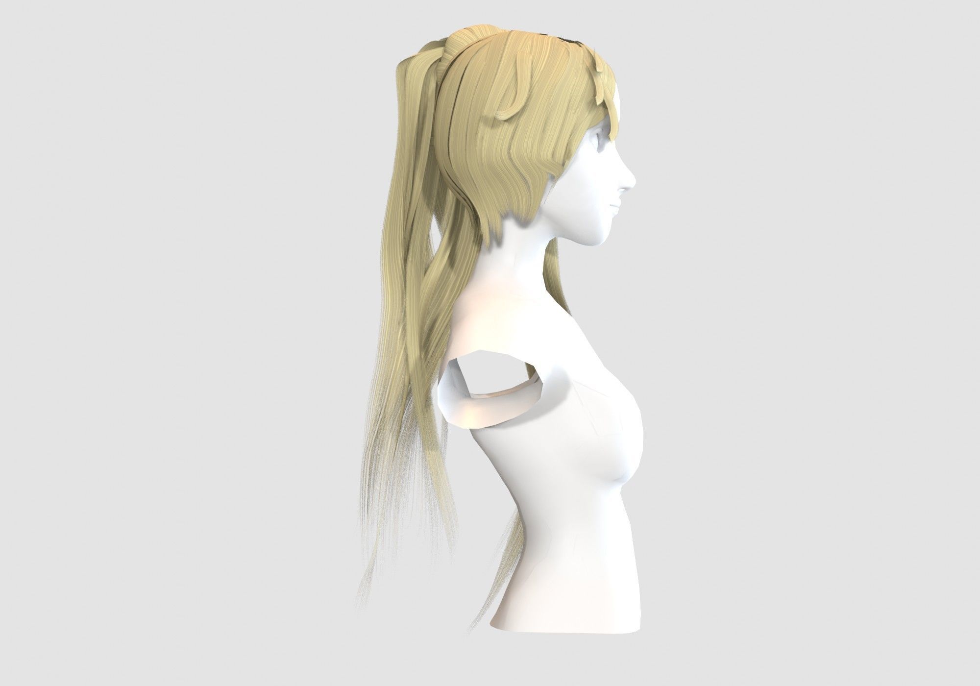 Pigtail Female Hairstyle Low-poly 3D model_2