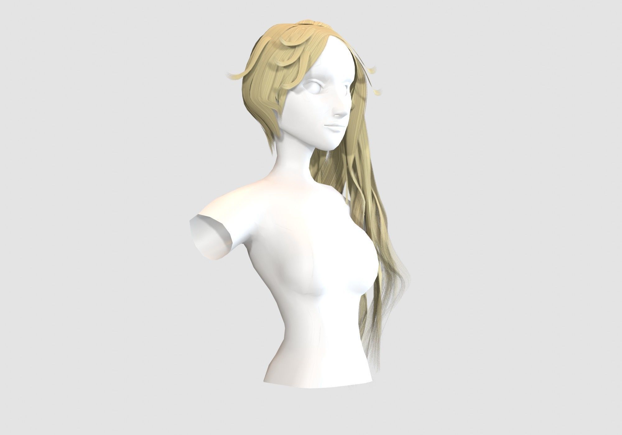 Pigtail Female Hairstyle Low-poly 3D model_1