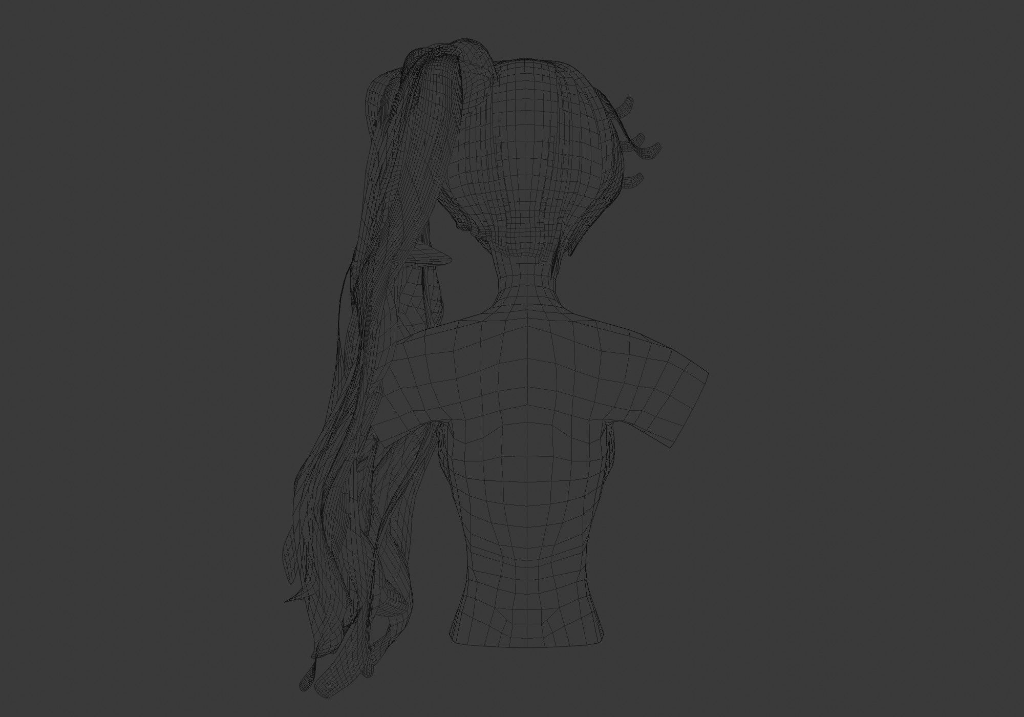 Pigtail Female Hairstyle Low-poly 3D model_9